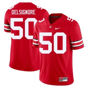 Men Scarlet College Football Buckeye Nation NCAA Alec DelSignore #50 Jerseys 894351-747