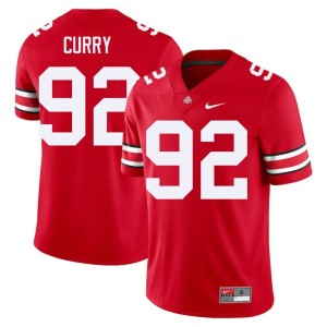 Men's Caden Curry Game #92 College Football The Fighting Buckeyes Scarlet Jersey 222827-320
