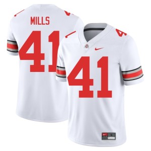 Men's Stitched Grant Mills #41 White Buckeye Nation College Football Jerseys 343957-204