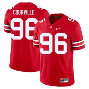 Mens The Buckeyes #96 Scarlet Jackson Courville Game College Football Jerseys 936325-138