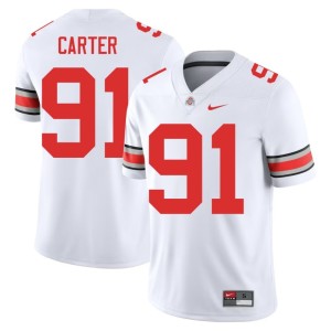 Mens Jarquez Carter Ohio State #91 College Football White 2025-26 Jerseys 727811-304