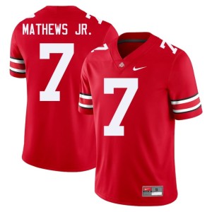 Men College Football High School #7 Jermaine Mathews Jr. The Fighting Buckeyes Scarlet Jerseys 116036-311