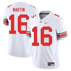Men's Justyn Martin Go Bucks White College Football Replica #16 Jerseys 674407-751