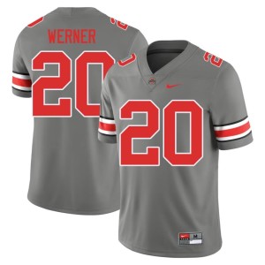 Mens #20 Grey University College Football Pete Werner OSU Buckeyes Jersey 138335-142