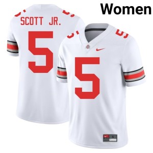Women's Ohio State #5 College Football 2025-26 White Aaron Scott Jr. Jerseys 209006-577