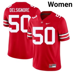 Women Official #50 Scarlet College Football Alec DelSignore The Buckeyes Jerseys 354034-377