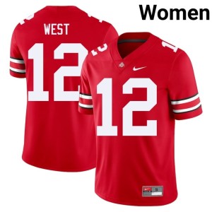Women's College Football Buckeye Nation Bryce West Alumni #12 Scarlet Jerseys 844587-589