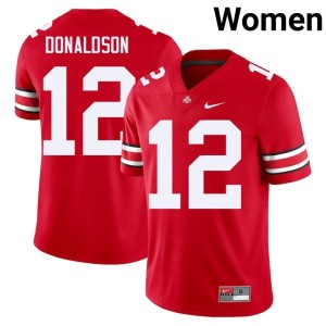 Women's CJ Donaldson #12 College Football Buckeye Nation Scarlet University Jerseys 288487-866