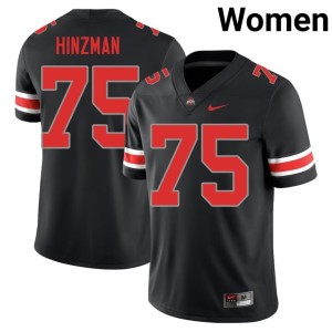 Women College Football Buckeye Nation #75 2025 Carson Hinzman Blackout Jerseys 662695-116
