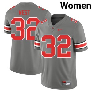 Women The Ohio State Grey College Football 2025 Isaiah West #32 Jersey 731175-454
