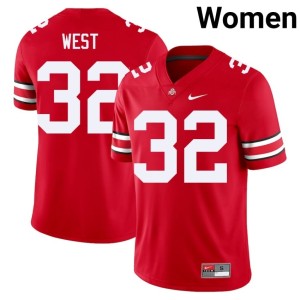 Women Go Bucks Scarlet #32 College Football Isaiah West NCAA Jerseys 877006-790