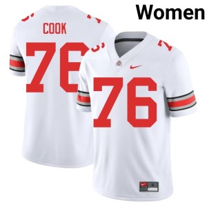 Women #76 The Fighting Buckeyes College Football White Jake Cook University Jersey 725845-581