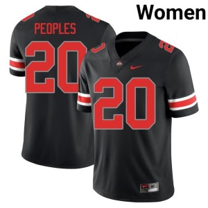 Women #20 James Peoples Blackout Stitched OSU Buckeyes College Football Jersey 147619-288