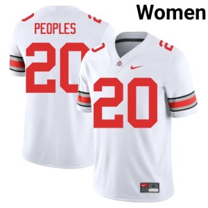 Womens James Peoples #20 College Football White Player The Fighting Buckeyes Jersey 591779-635