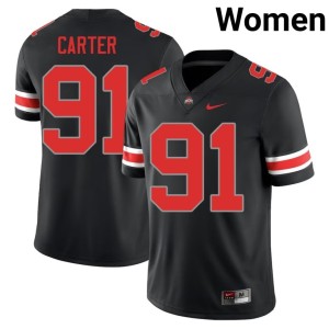 Womens Player Buckeye Nation College Football Jarquez Carter #91 Blackout Jersey 622877-429