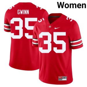 Women's College Football #35 Jaystin Gwinn OSU Buckeyes Scarlet Replica Jerseys 157444-783