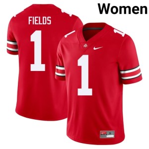 Women's #1 Justin Fields High School College Football Scarlet Ohio State Jersey 970501-849