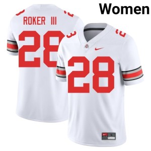 Womens #28 Leroy Roker III NCAA Go Bucks White College Football Jersey 111547-421