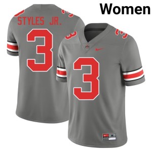 Womens Grey College Football Ohio State #3 Player Lorenzo Styles Jr. Jersey 636049-450