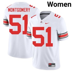 Women White Replica Luke Montgomery Ohio State Buckeyes College Football #51 Jersey 439399-732
