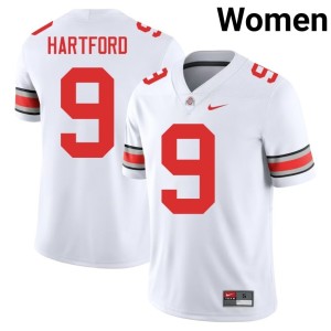 Women #9 OSU White College Football Game Malik Hartford Jersey 584402-514