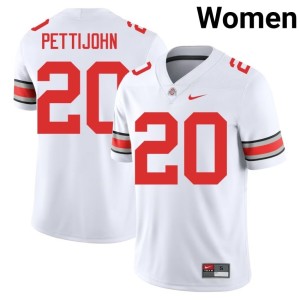 Women's 2025 Ohio State White #20 College Football Riley Pettijohn Jersey 604131-557