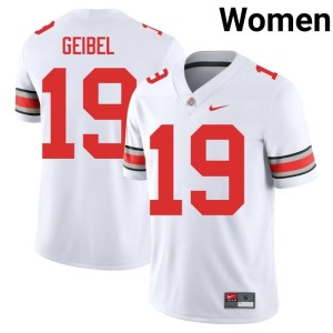 Womens Brady Geibel White 2025-26 #19 Go Bucks College Football Jerseys 551916-556