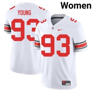 Women The Buckeyes Brady Young #93 2025 College Football White Jersey 576292-477