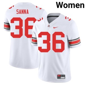 Women's #36 The Fighting Buckeyes White College Football CJ Sanna NCAA Jersey 888732-802