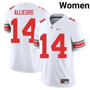 Women's White #14 Ohio State Christian Alliegro College Football Embroidery Jersey 457714-337