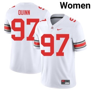 Women's #97 College Football OSU Dre Quinn Stitched White Jersey 726220-691