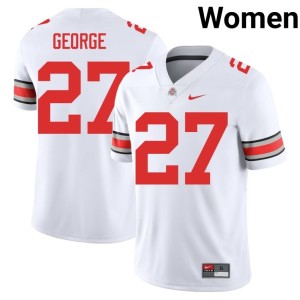 Women White Official #27 Ohio State Eddie George College Football Jerseys 148655-401