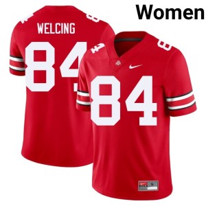 Women Scarlet College Football Player Ohio State Hunter Welcing #84 Jersey 909261-763
