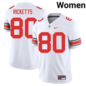 Womens #80 OSU Buckeyes Jaeden Ricketts College Football White Limited Jersey 275691-800