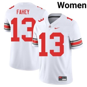 Women's #13 OSU White Embroidery Luke Fahey College Football Jersey 886050-484