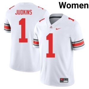Women White #1 OSU Buckeyes Official College Football Quinshon Judkins Jerseys 300273-781
