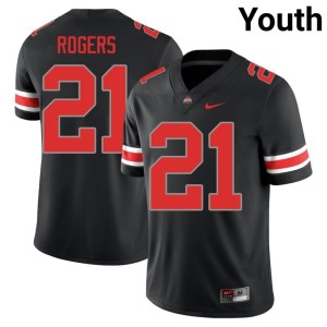 Youth Anthony Rogers #21 Buckeye Nation Blackout Embroidery College Football Jersey 342981-426