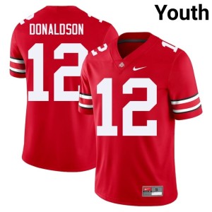 Youth #12 NCAA Scarlet Go Bucks College Football CJ Donaldson Jersey 363089-302