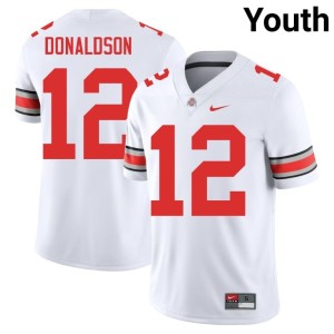 Youth Replica College Football #12 CJ Donaldson Go Bucks White Jersey 444277-823