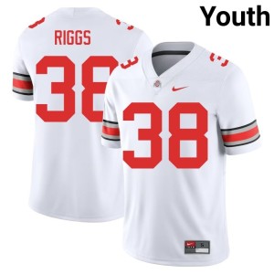Youth Ohio State White College Football Embroidery #38 Eli Riggs Jersey 370218-402