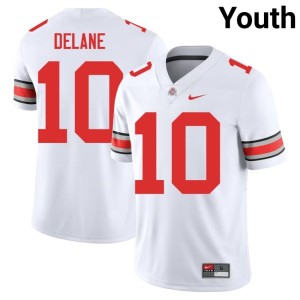 Youth Embroidery The Ohio State White College Football #10 Faheem Delane Jerseys 380205-716