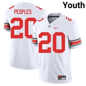 Youth Embroidery #20 Buckeye Nation College Football James Peoples White Jersey 648650-263