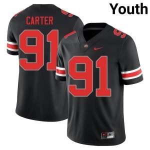 Youth Jarquez Carter Blackout 2025 OSU #91 College Football Jersey 473156-757