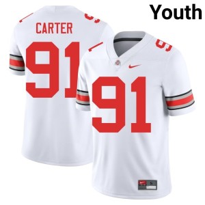 Youth College Football Limited White Ohio State #91 Jarquez Carter Jersey 576341-413