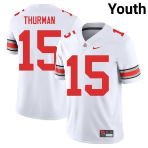 Youth #15 Jelani Thurman College Football Buckeye Nation Player White Jersey 396216-674