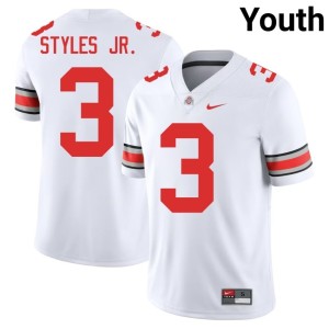 Youth #3 Embroidery Go Bucks College Football Lorenzo Styles Jr. White Jerseys 185482-478