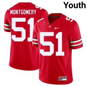 Youth Luke Montgomery Stitched Scarlet College Football The Fighting Buckeyes #51 Jerseys 756208-366