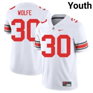 Youth Player #30 College Football Preston Wolfe White The Fighting Buckeyes Jerseys 641753-711