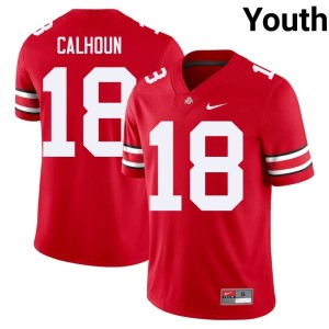 Youth OSU Buckeyes Embroidery Cam Calhoun #18 College Football Scarlet Jerseys 647230-885