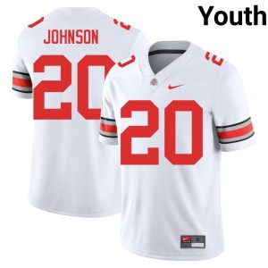 Youth White Player Cincere Johnson #20 College Football Go Bucks Jersey 328728-411